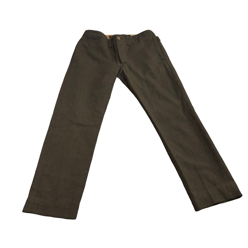 RRL Ralph Lauren Mens Officer Trousers Olive Cinch Back Button Fly Pants 30x27